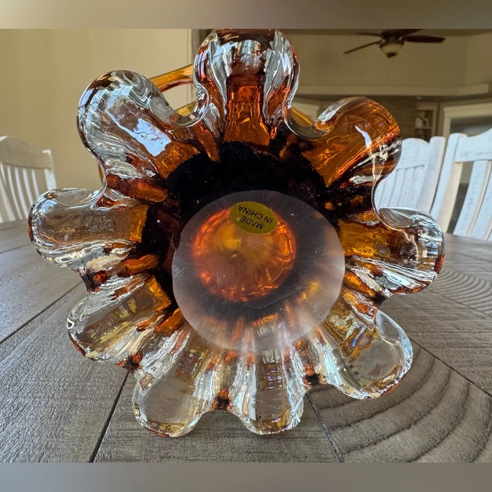 Vintage Amber Glass Vase